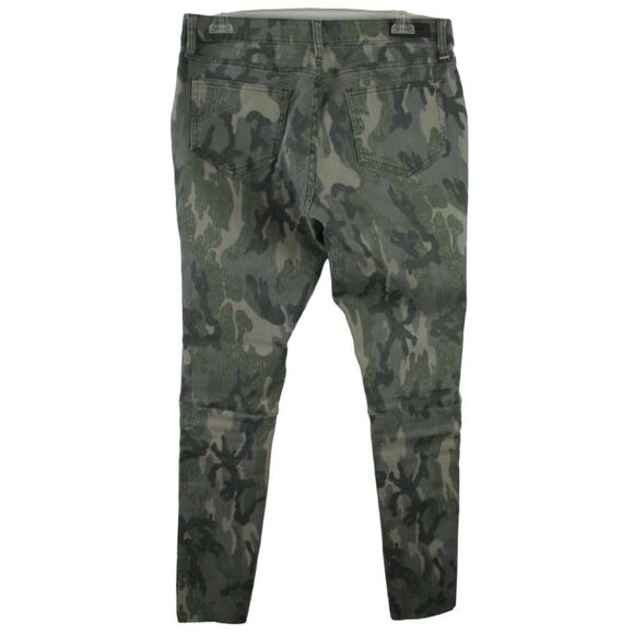 Etienne Marcel Camo Skinny Jeans Red Zipper Pockets Raw Cut Hemline Size 30 - Picture 2 of 7